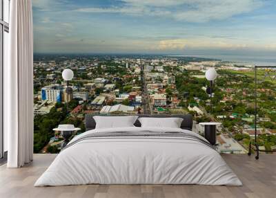 Top view of Bacolod is a coastal highly urbanized city in the Western Visayas region. Negros Occidental, Philippines. Wall mural