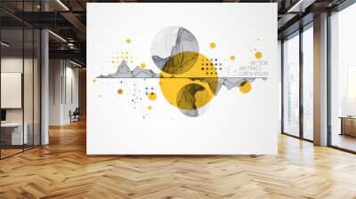 trendy abstract wireframe background. modern science or technology art elements. surface illustratio Wall mural