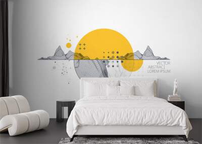 Trendy abstract wireframe background. Modern science or technology art elements. Surface illustration. Vector. Wall mural