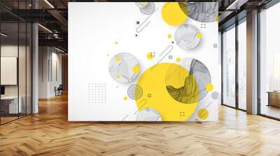 Trendy abstract wireframe background. Modern science or technology art elements. Surface illustration. Vector. Wall mural