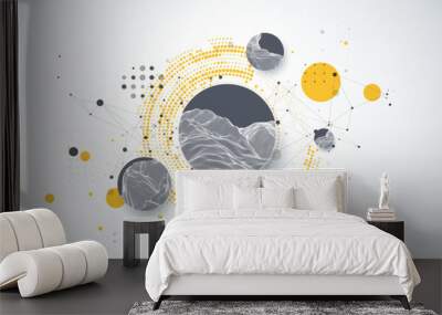 Trendy abstract wireframe background. Modern science or technology art elements. Surface illustration. Wall mural