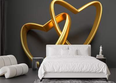 two gold hearts rings Wall mural