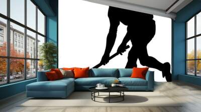 Vector silhouette of field hockey player with a hockey stick Wall mural