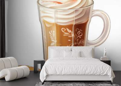 Warm Delights: A Collection of Cozy Winter Drins on Transparent Background Wall mural