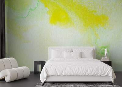 Watercolor paper background with texture. Paint yellow with green Wall mural