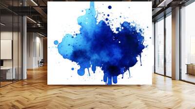 Watercolor stain blue paint splatter on paper texture Generative AI Wall mural