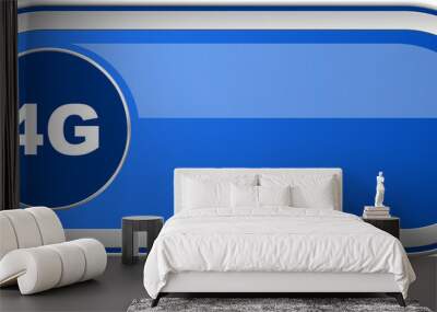 4g long blue web and mobile apps banner isolated on white background. Wall mural