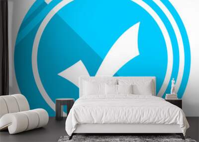 Accept flat design blue web icon, easy to edit vector illustration for webdesign and mobile applications Wall mural