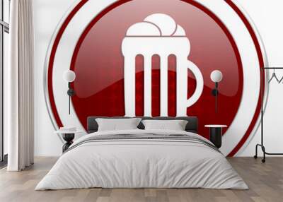 beer red glossy web icon Wall mural