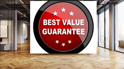 best value guarantee red circle glossy web icon on white background - set440 Wall mural