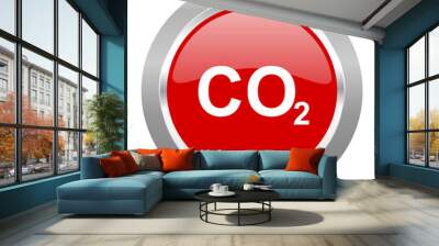 carbon dioxide red metallic chrome web circle glossy icon Wall mural