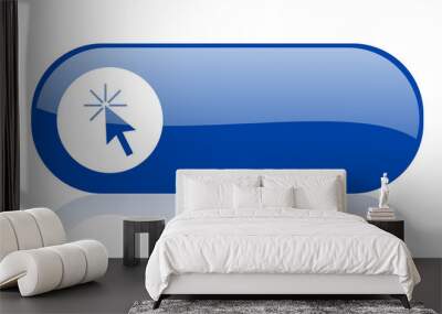 click here blue web glossy icon Wall mural