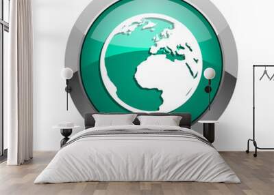 earth green glossy web icon Wall mural