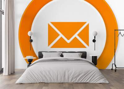 email orange circle 3d modern design flat icon on white background Wall mural