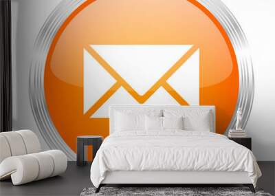 email orange silver metallic metallic chrome web circle glossy icon Wall mural