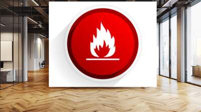 flame flat icon with shadow on white background, red modern design web element Wall mural