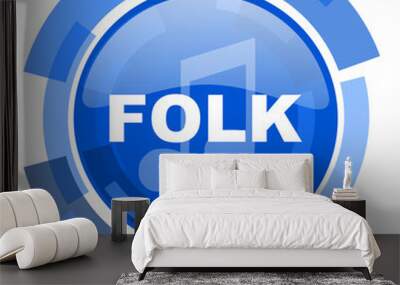 folk music blue glossy circle modern web icon Wall mural