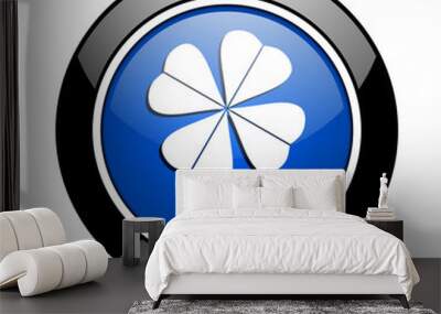 four-leaf clover blue glossy icon Wall mural