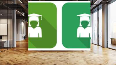 Graduate, education, female student icon set, flat design vector illustration in 6 colors options for webdesign and mobile applications Wall mural