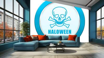 Haloween skull blue vector icon on white background. Wall mural