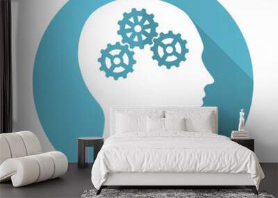 head blue flat icon human head sign Wall mural