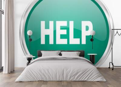 help blue glossy circle web icon Wall mural