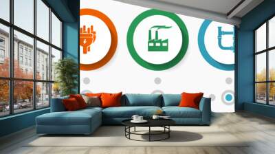 Industry vector icon set, business flat design web buttons, technology concept infographic template Wall mural