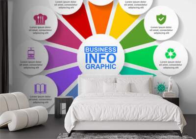 Infographic circular vector template for presentation, pie chart, diagram, business concept with 12 options Wall mural