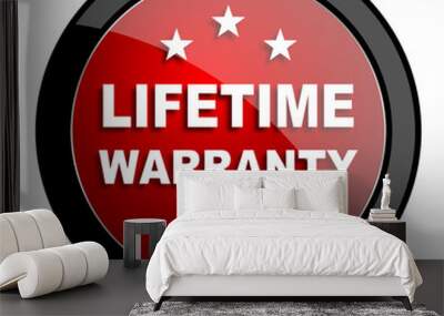 lifetime warranty red circle glossy web icon on white background - set440 Wall mural