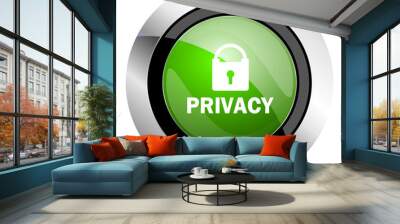 privacy icon, green button Wall mural