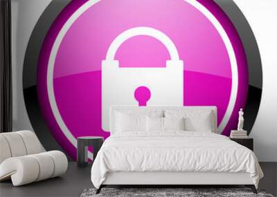 protect violet glossy icon on white background Wall mural