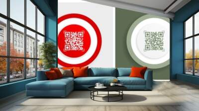 Qr code, shopping icon set, colorful flat design vector illustrations in 6 options for web design and mobile applications Wall mural