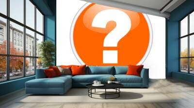 question mark orange circle glossy web icon on white background Wall mural