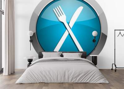 restaurant blue glossy web icon Wall mural