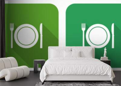 Restaurant icon set, flat design vector illustration in 6 colors options for webdesign and mobile applications Wall mural