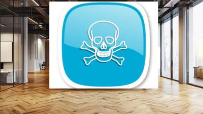 skull blue glossy web icon Wall mural