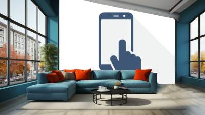 Smartphone with hand vector icon, mobile phone concept flat design illustration for web design and mobile applications Wall mural