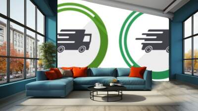 Speed transport icon set, fast delivery, truck flat design vector illustration in 6 colors options for webdesign and mobile applications Wall mural