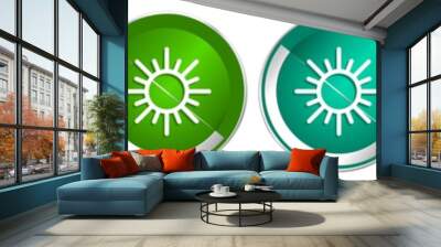 Sun icon set, silver metallic chrome border vector web buttons in 6 colors options for webdesign Wall mural