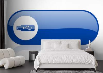 usb blue web glossy icon Wall mural