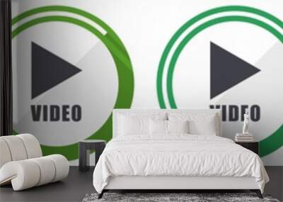 Video icon set, flat design vector illustration in 6 colors options for webdesign and mobile applications Wall mural