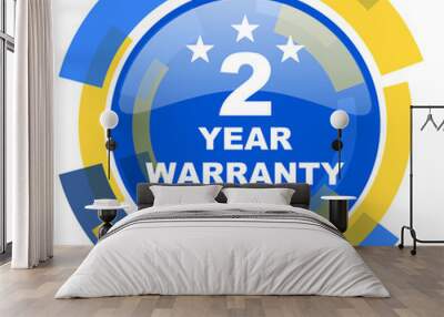 warranty guarantee 2 year blue yellow glossy web icon Wall mural