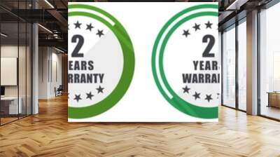 Warranty guarantee 2 year icon set, flat design vector illustration in 6 colors options for webdesign and mobile applications Wall mural