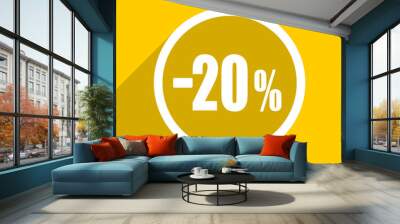 yellow flat design 20 percent sale retail modern web icon for mobile app and internet Wall mural