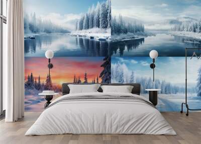 winter landscape in the mountains Wall mural