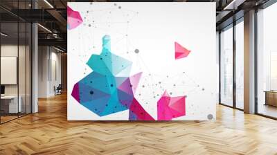 Wireframe background with plexus effect. Futuristic vector illustration. Wall mural