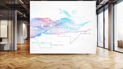 Wireframe Big Data concept. Abstract digital futuristic vector illustration on technology background. Data mining and management concept. Hand drawn art. Wall mural