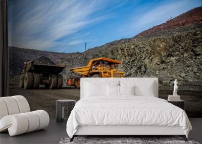 yellow truck in a quarry Wall mural