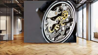 Vintage chronograph watch movement parts. Wall mural