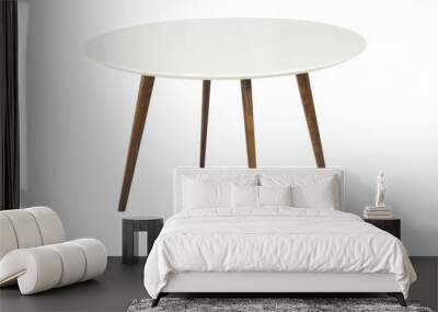 White round wooden isolated table Wall mural